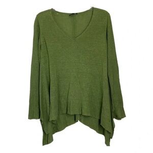 EILEEN FISHER Green Long Sleeve Oversized Linen Tunic Sweater M